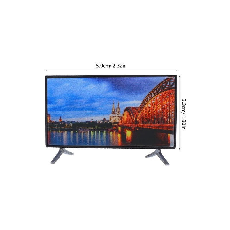 دويتول DOITOOL Miniature Doll House TV بمقياس 1:12 ملحقات بيت الدمى تلفزيون صغير ديكور أثاث مصغر، 2.3X1.3 بوصة - Image 3